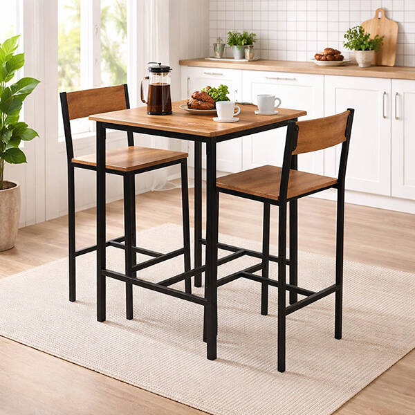 MESA + 2 SILLAS MADERA PATAS NEGRAS VERSA - 20880136