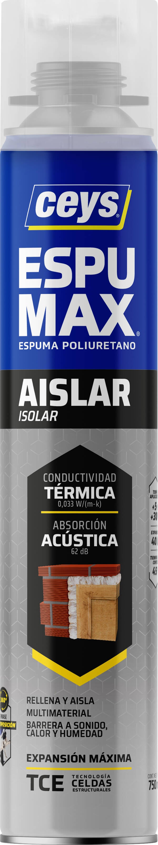 ESPUMA PU AISLA/ RELLENA PISTOLA CEYS 750 ML 504803