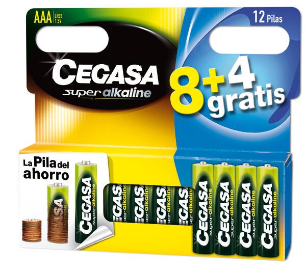 PILA ALCALINA LR03 AAA SET 8+4 CEGASA 1,5 V 106710