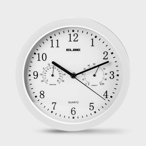 RELOJ PARED TERMOMETRO E HIGOMETRO BLANCO ELBE - RP-2005-B