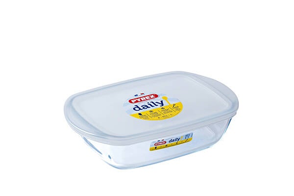 FUENTE RECTANG VIDRIO C/TAPA DAILY 2,5 L PYREX 28X20 CM 5424549