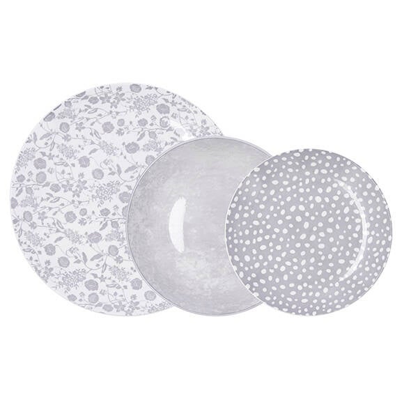 VAJILLA PORCELANA AQUILEA GRIS BIDASOA 12 PZ 5426010