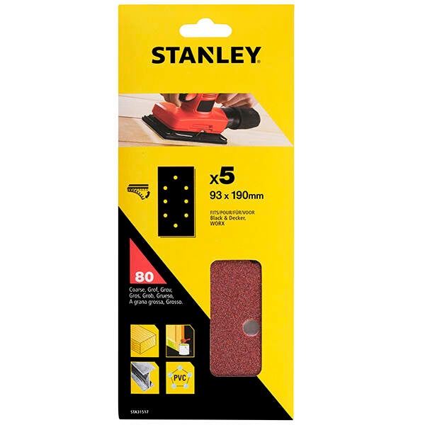 HOJA LIJA VELCRO PQ 5 G80 STANLEY 93X190 MM STA31517XJ
