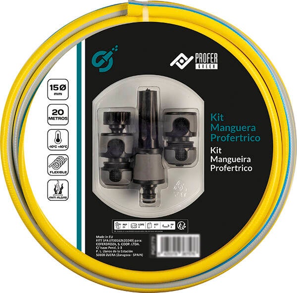 KIT MANGUERA PROFERTRICO 4 CAPAS 15 PROFER GREEN R/20 M PG0779