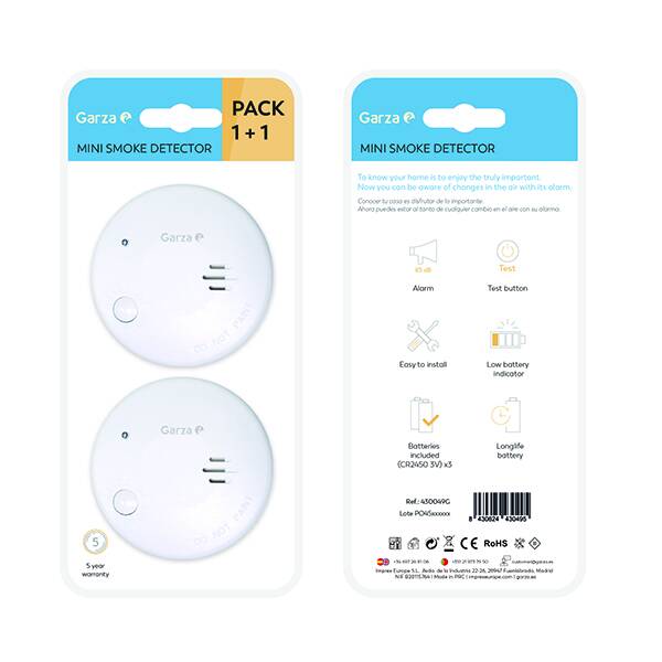 DETECTOR HUMO MINI BL.2 GARZA - 430049
