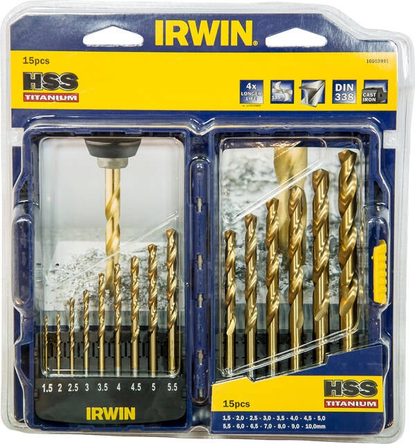 BROCA HSS TITANIO JGO 15 PZS IRWIN 1,5-10 MM IW3038501