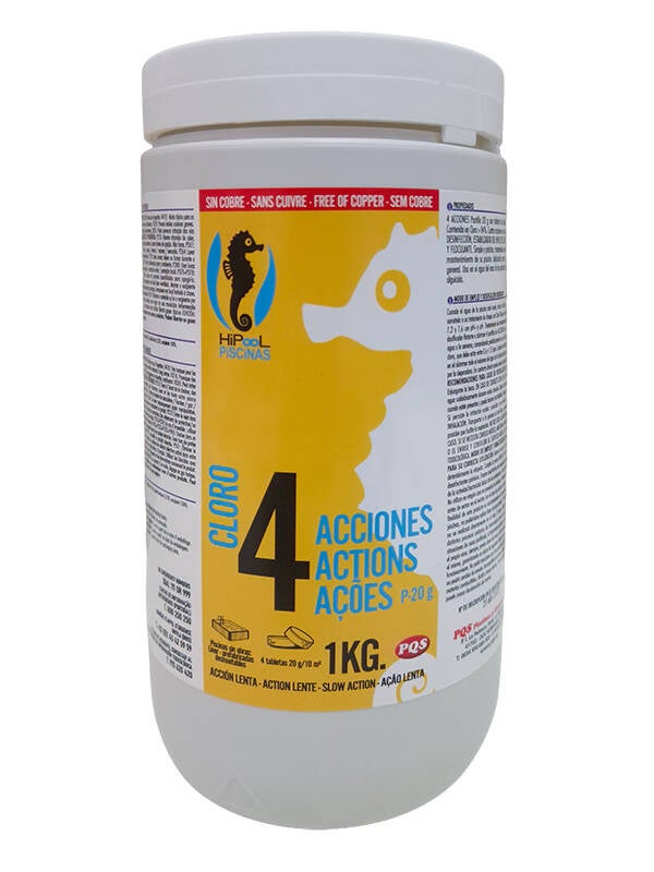 CLORO 4 ACCIONES SIN COBRE P-20 HIPOOL PQS 1 KG 167422A