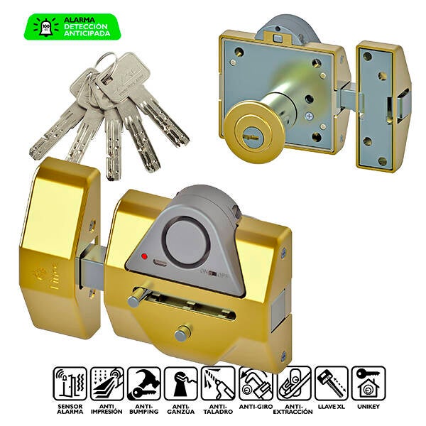 CERROJO A.SEGURI C/ALARMA LAT LINCE - 7930RSAHL