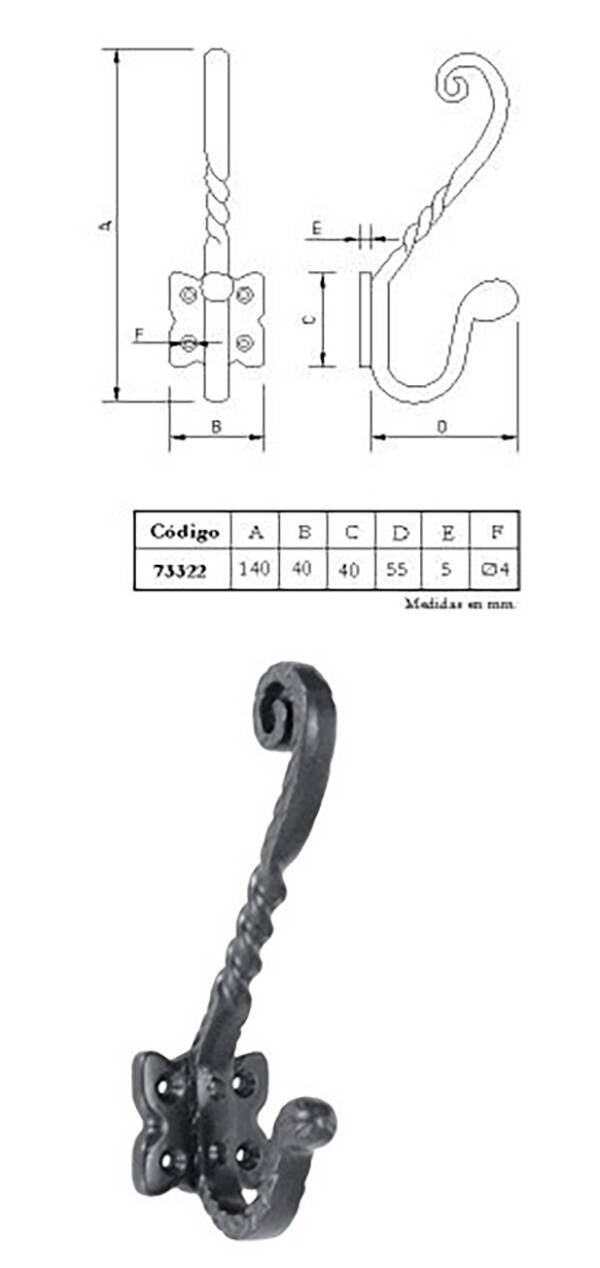 PERCHA DOBLE IMEX 140 MM B-73322