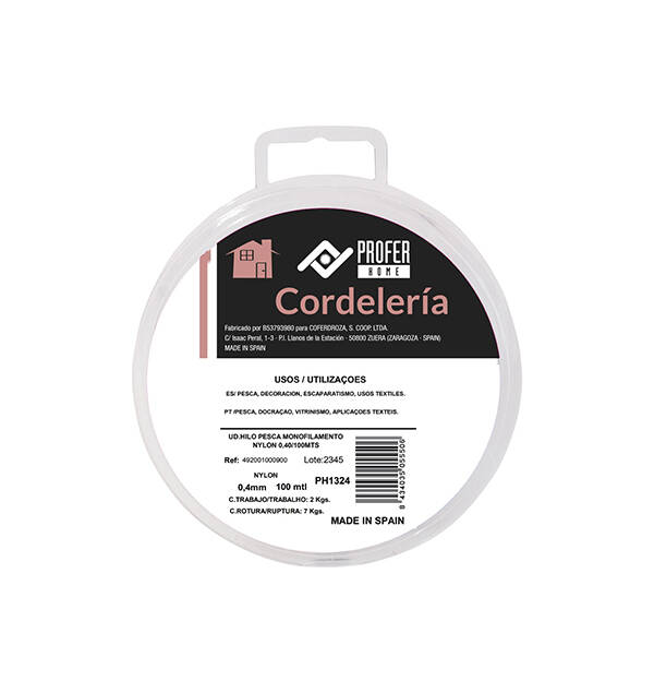 HILO PESCA MONOFILAMENTO NYLON 0.8 MM PROFER HOME 100 M PH1325