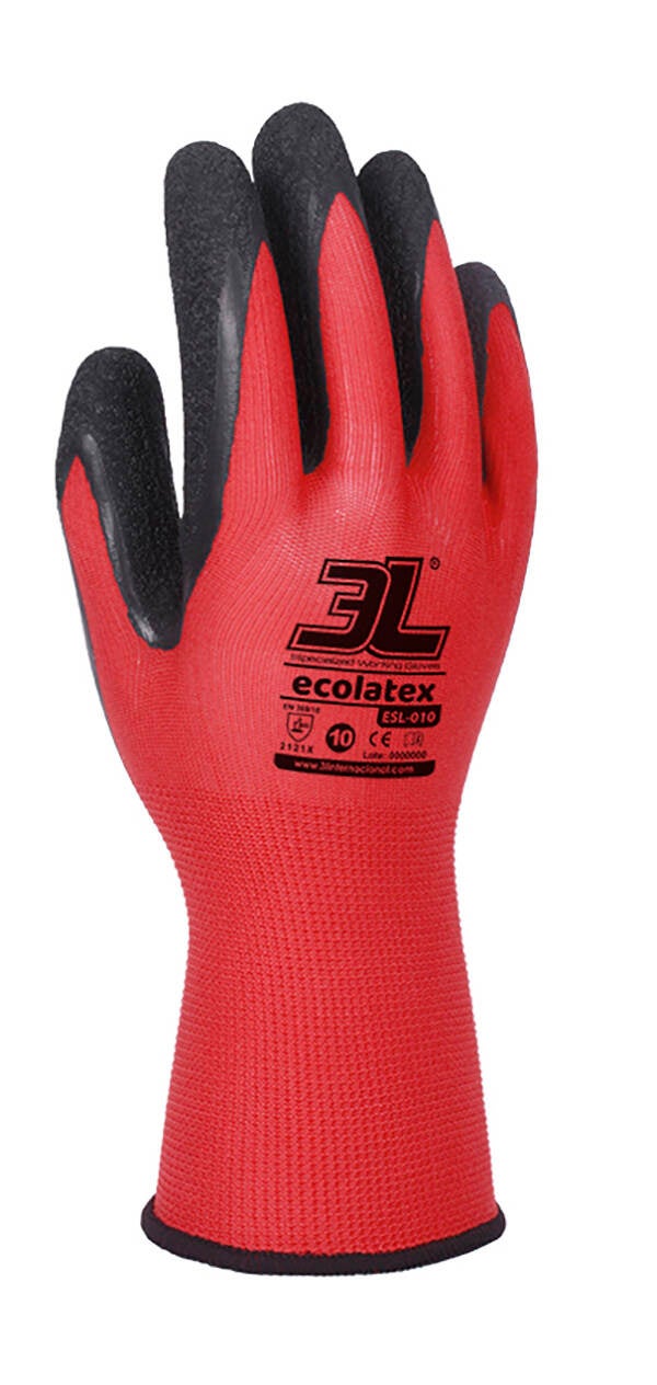 GUANTE POLIESTER LATEX ROJO 3 L