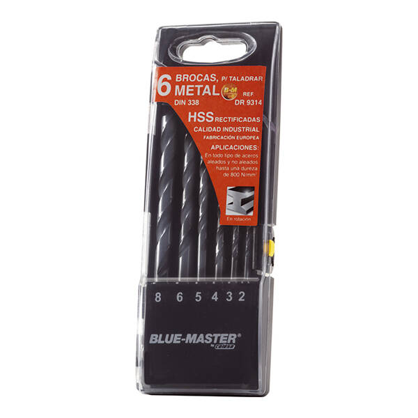 BROCA HSS DIN338 ESTUCHE 6PZS BLUE MASTER 2-8 MM DR9314