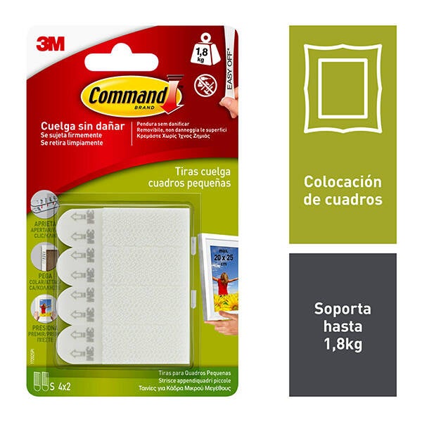 TIRAS ADHESIVAS PEQUEÑAS 4 JG 3M COMMAND 1,8 KG 17202