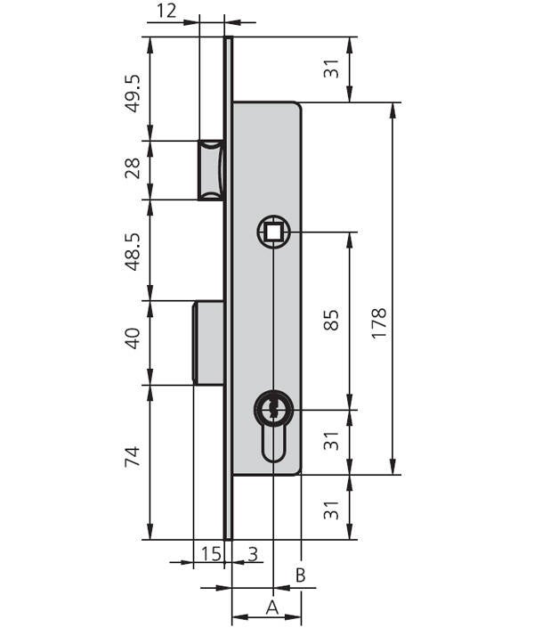 CERRADURA EMBUTIR MET HN CVL 20 MM 1984/20/0