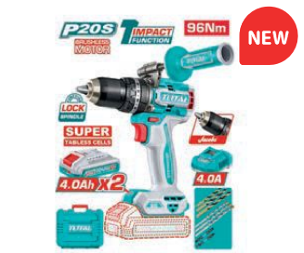 TALADRO PERCUTOR BRUSHLESS A BATERÍA MOD. TIDLI209689E