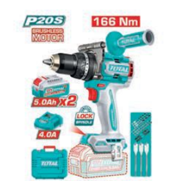TALADRO PERCUTOR BRUSHLESS A BATERÍA MOD. TIDLI201668E