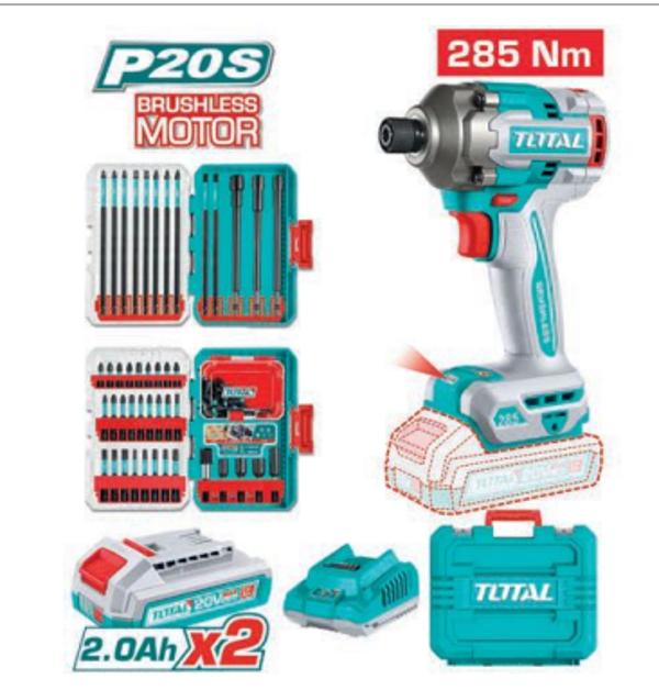 ATORNILLADOR IMPACTO 1/4” BRUSHLESS A BATERÍA MOD. TOSLI250784E