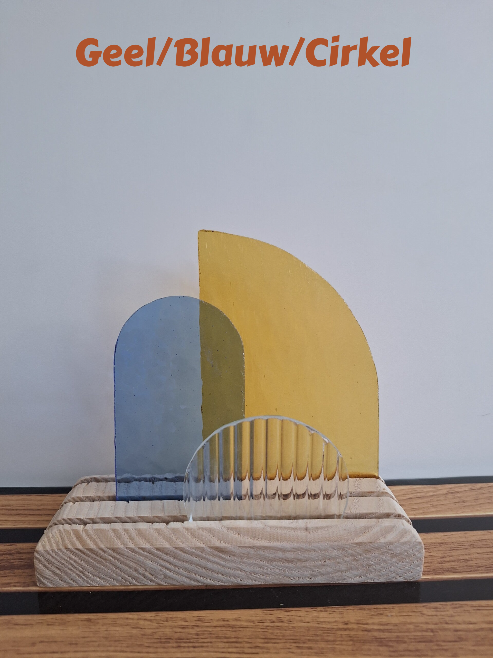 Houten standaard met Glas