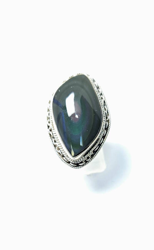 Bague Obsidienne Œil Céleste réglable