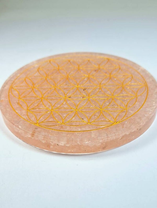 Fleur de vie en Orgonite Quartz Rose