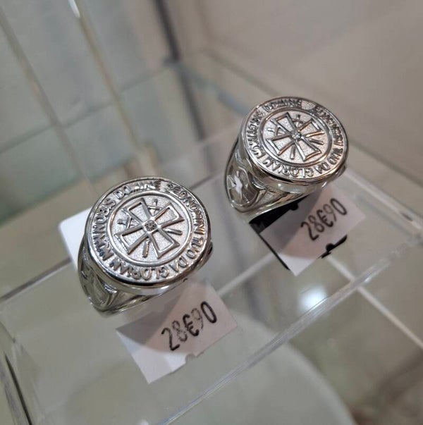 Bague Acier Croix  des templiers