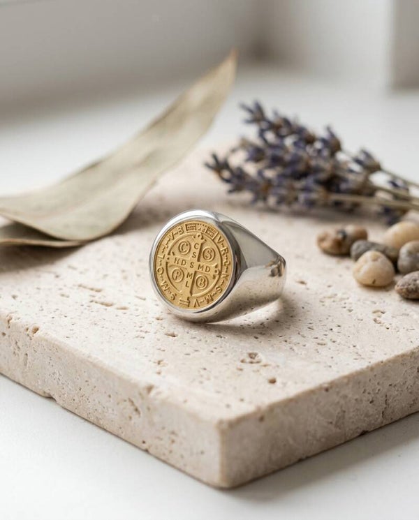 Bague de Prorection st Benoît en acier
