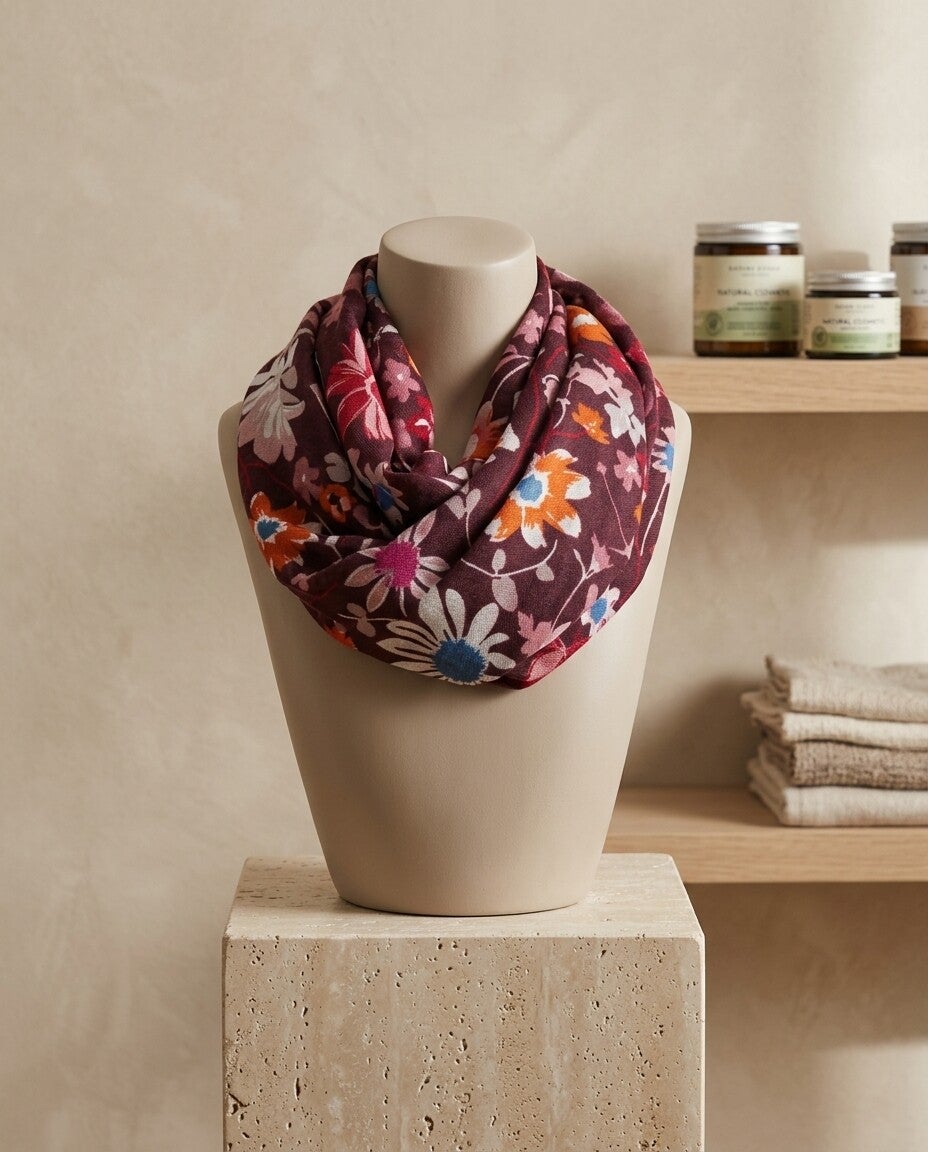 Foulard bordeaux en viscose
