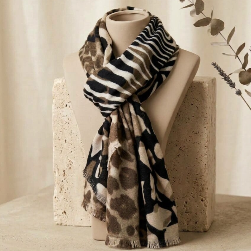foulard en viscose leopard