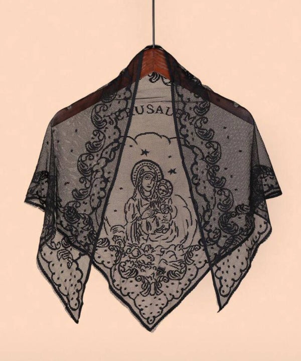Black Lace Mantilla Virgin Mary Jerusalem