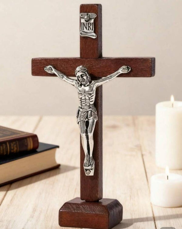 Small standing wooden Crucifix