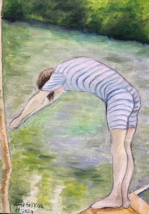 Les copies: détail d'après "le baigneur" de Caillebotte