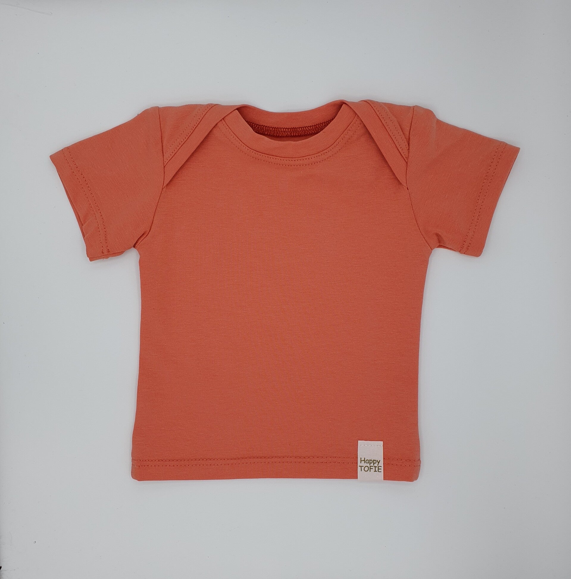 T-shirt met enveloppehals koraal