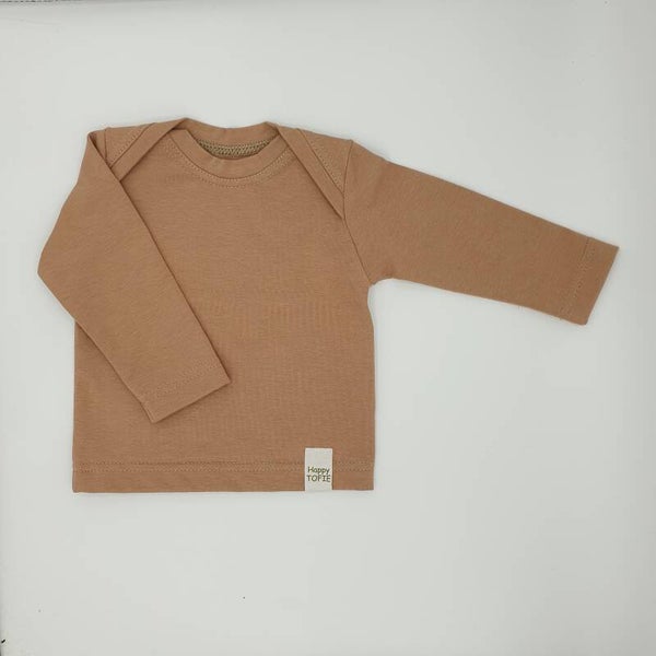 Longsleeve met enveloppehals camel