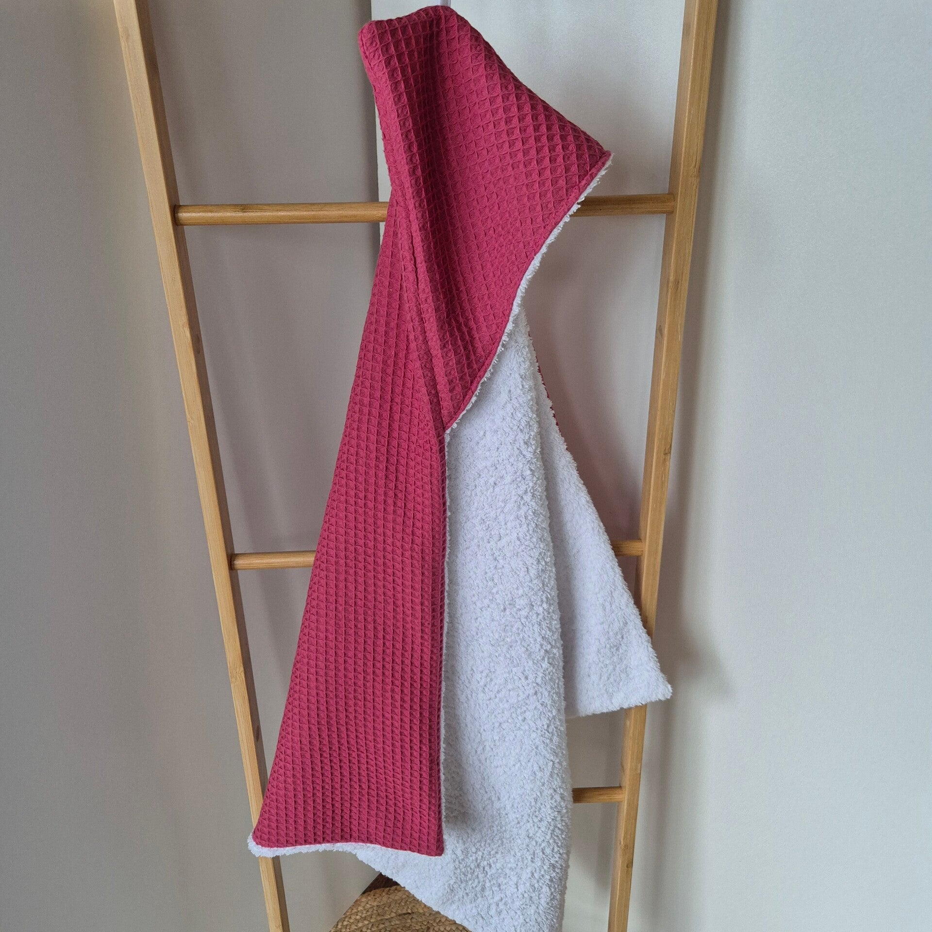 Wikkeldoek roze met wit