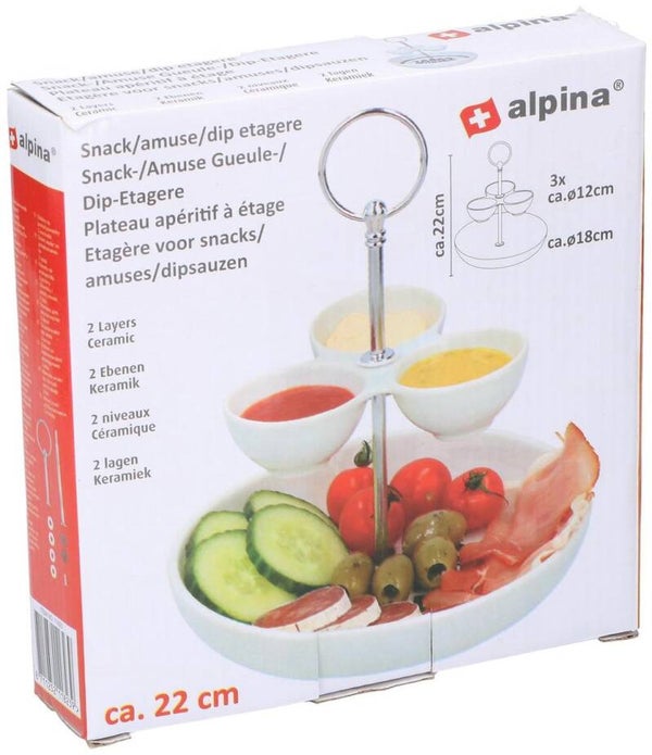 Alpina Snack- En Tapasschaal 2 Lagen 17,5x22 Cm Wit