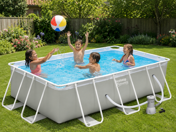 Outsunny® Opzet zwembad 300x175x80 cm – Groot Rechthoekig Zwembad