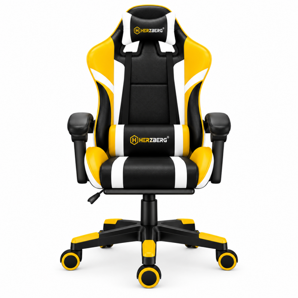 Herzberg HG-8083: Driekleurige Gaming- en Bureaustoel met Lineaire Accent (Yellow)