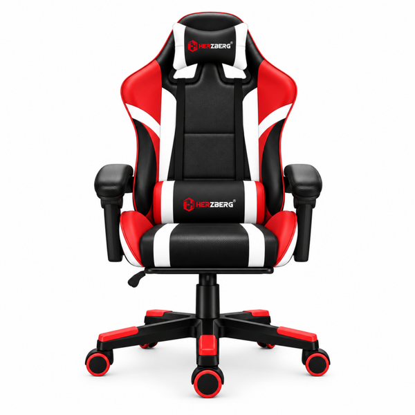 Herzberg HG-8083: Driekleurige Gaming- en Bureaustoel met Lineaire Accent (Red)