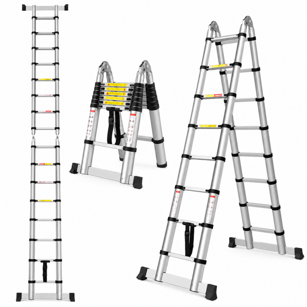 Herzberg HG-5560: Intrekbare aluminium telescopische ladder - 5,60 m