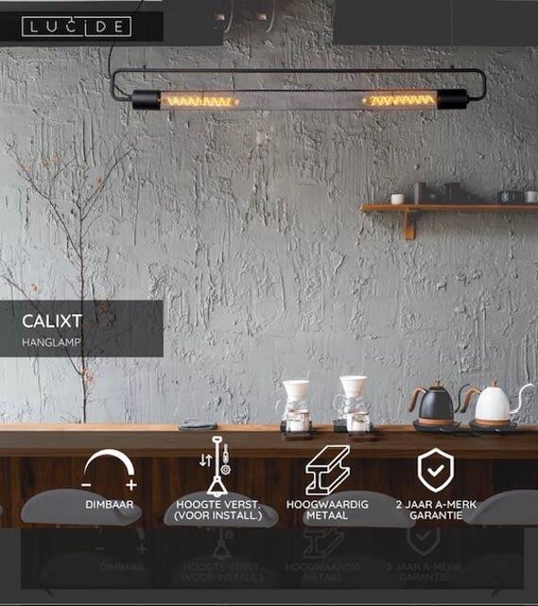 Lucide CALIXT - Hanglamp - 2x E27 - Zwart