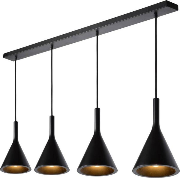 Lucide GIPSY - Hanglamp - 4xE27 - Zwart - Japandi