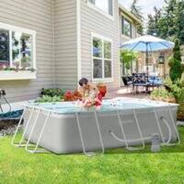 Outsunny® Opzet zwembad 340x215x80 cm – Groot Rechthoekig Zwembad
