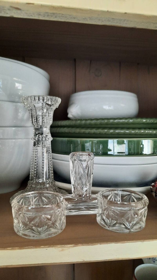 Double Salt and Pepper Glass Holder