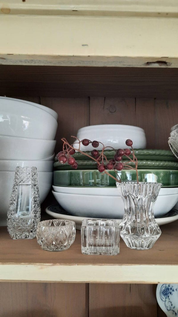 Set of 2 Salt Cellars, Crystal Vase, and Toothpick-Cocktail Stick Holder