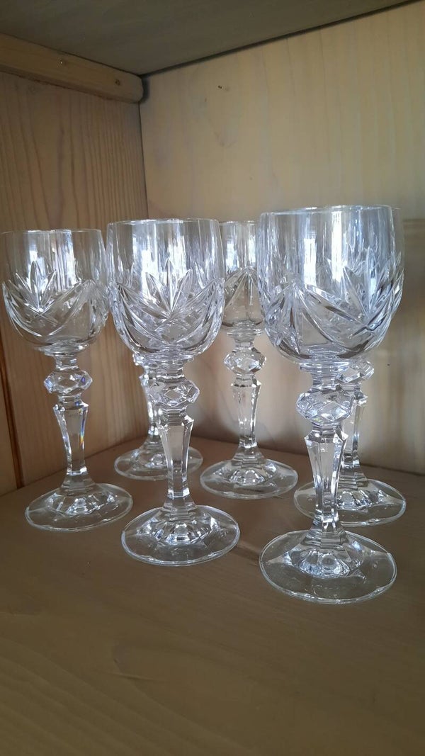 Vintage Set of 6 Liqueur Crystal Glasses