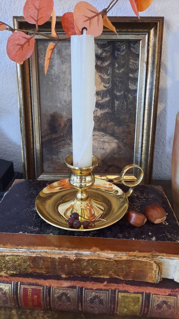Vintage Solid Brass Chamber Candle Holder