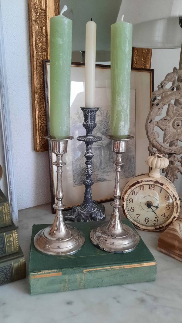 Vintage Pair of Metal Candlesticks