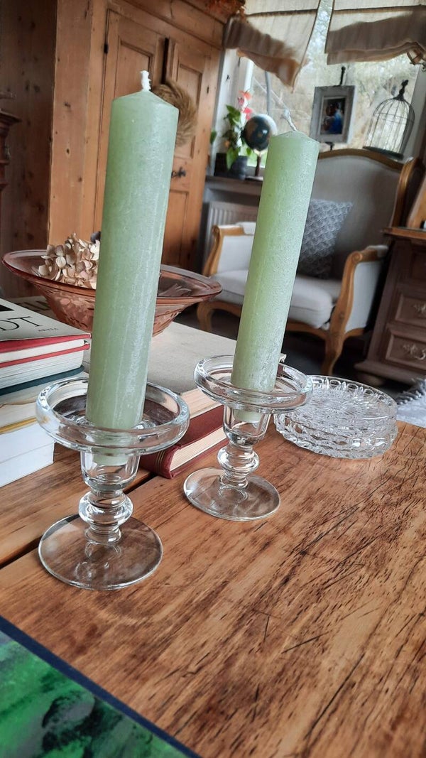 Elegant Pair of Glass Candlesticks