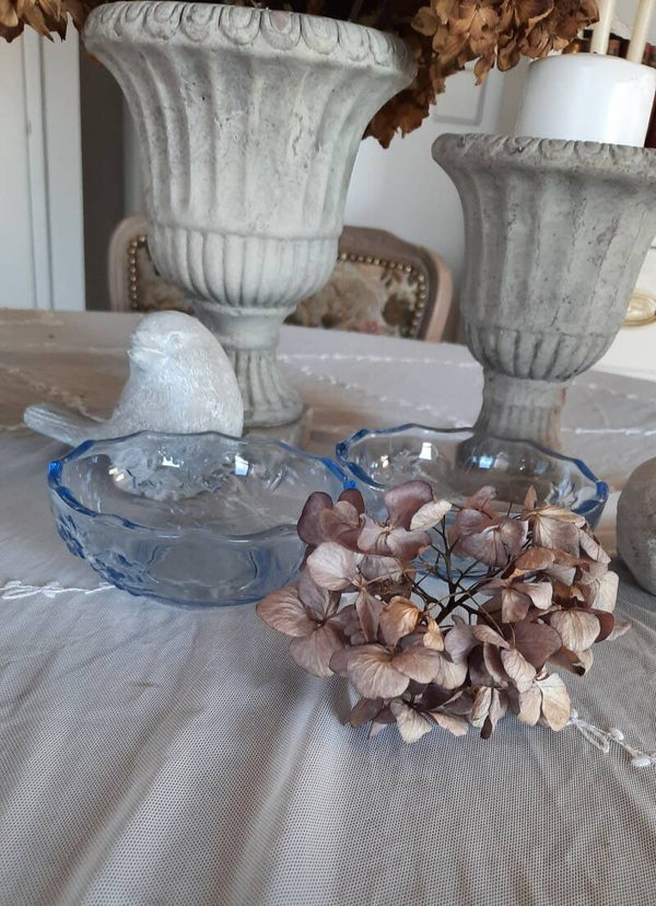 Set of 2 Blue Glass Bowls