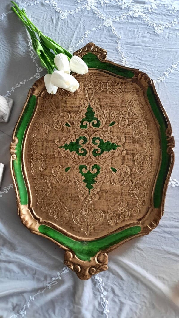 Large Vintage Florentine Wooden Tray